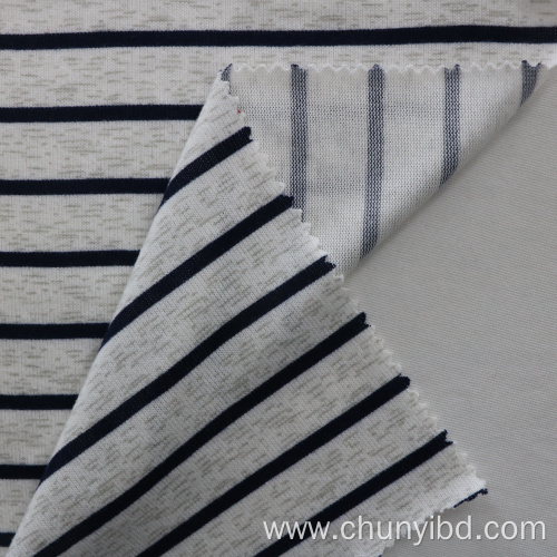 Printed Stretchy Fabric for Shirt or Garment Black White Stripes Pattern Loose Knitted Single Jersey Fabric